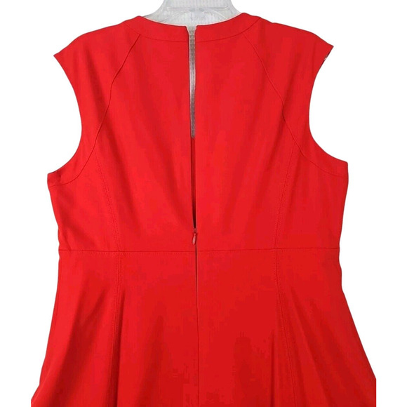 Antonio Melani ~Woman Size 12~ Coral Red Sleeveless Classic Sheath Dress V-Neck. - Picture 7 of 11